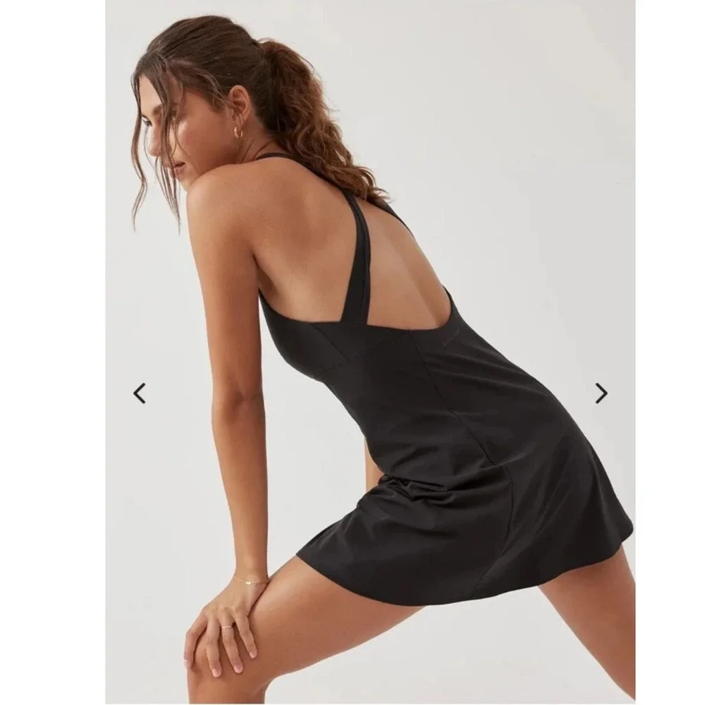 Outdoor Voices Exercise Dress Black Cross Back Mini Athletic Tennis Dress Medium - Picture 3 of 8